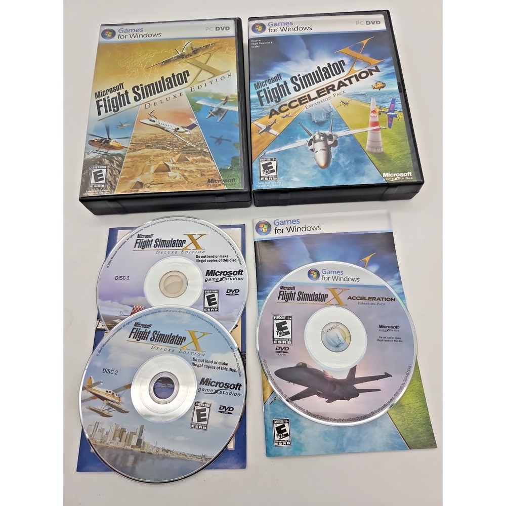 Microsoft Flight Simulator X Deluxe Edition W/ Acceleration Expansion PK CIB